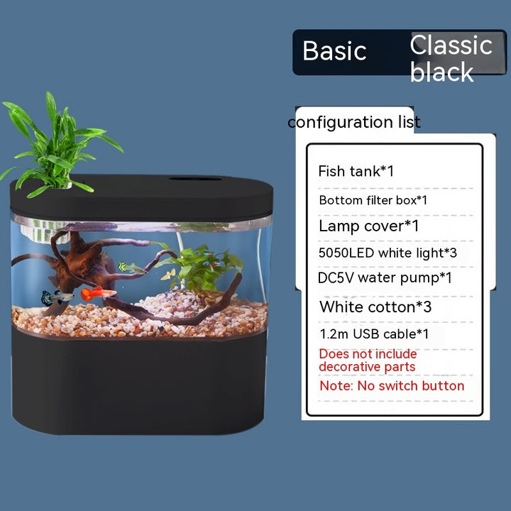 Aquarium Ecological Landscape Desktop Self-circulation Mini Small Change Water Household Fish Tank