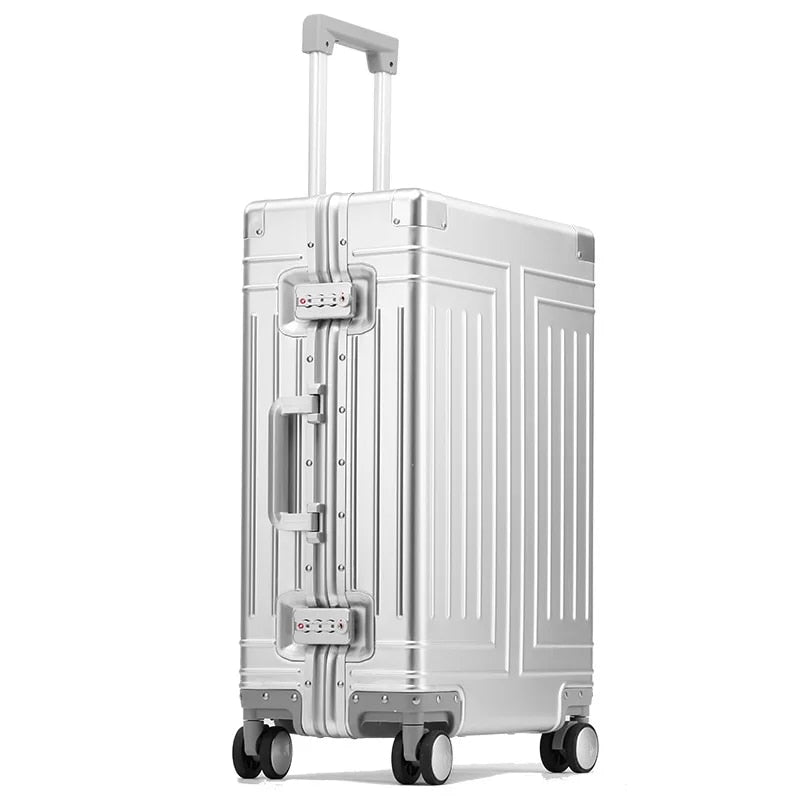 Aluminum Alloy Rolling Suitcase: Spinner Wheels, Lockable, Multiple Sizes