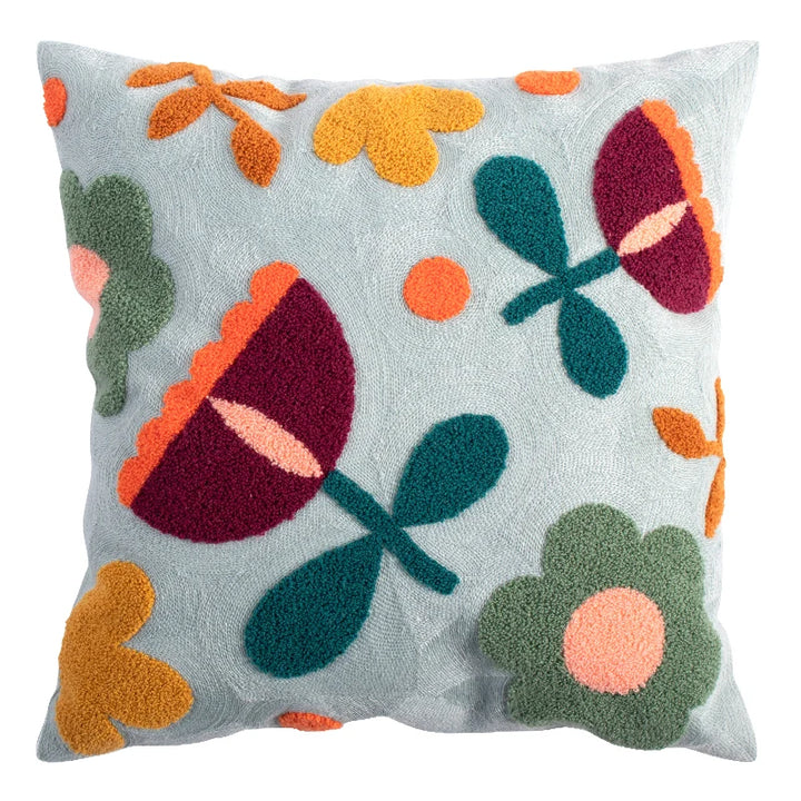 Floral Embroidery Cushion Cover