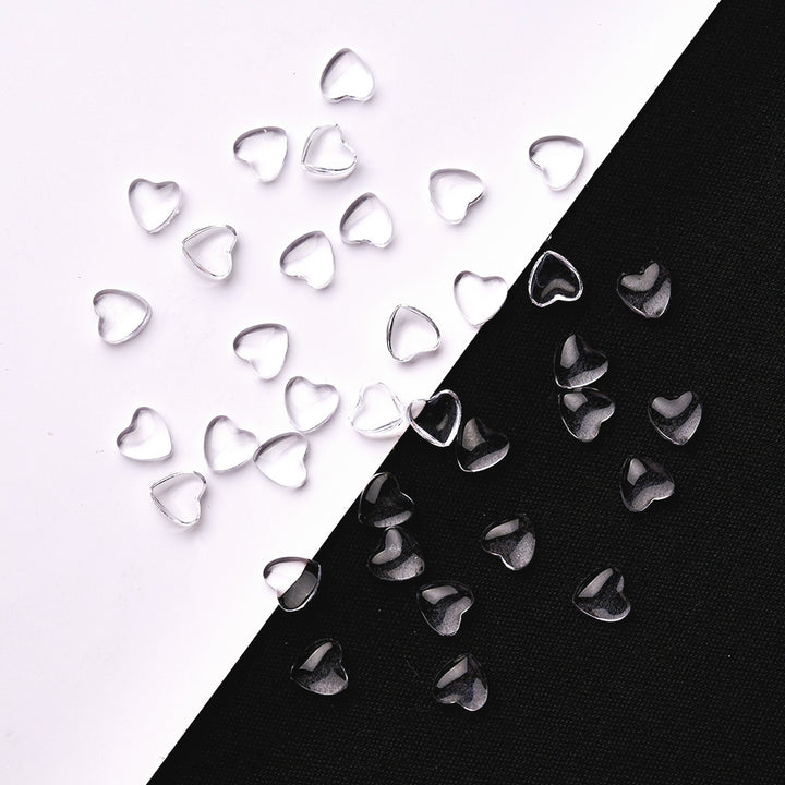 100pcs 3D Transparent Heart Charms for Nail Art Decoration