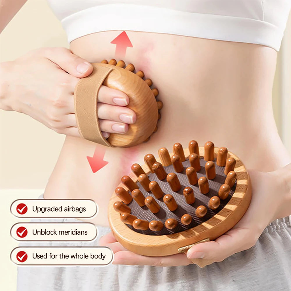 Wooden Body Anti-Cellulite Brush with Air Cushion