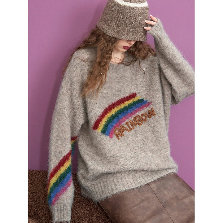 Colorful Rainbow Loose Sweater for Women