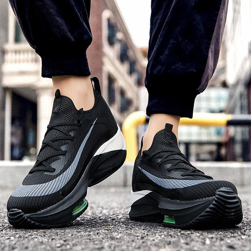 Air Cushion Sports Shoes Men Personalized Fashion Breathable Lace Up Knit Sneakers Casual Outdoor Running Walking Shoes - Trendha