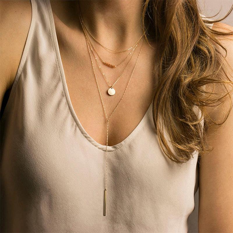 Amazon Jewelry Overlay Geometric Long Collar Chain - Trendha