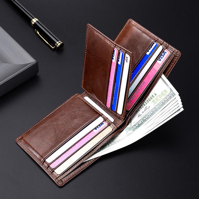 RFID Cowhide Trifold Wallet with Photo Window