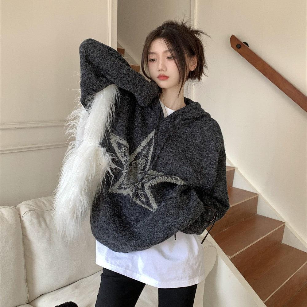 Autumn And Winter American Vintage Old Five-pointed Star Sweater - Trendha