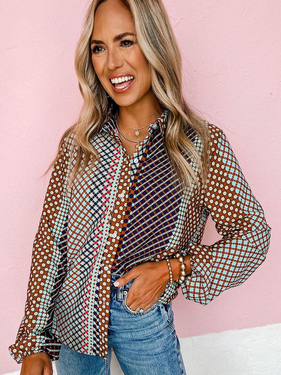 Autumn New Loose Printed Shirt European And American Leisure Commuter's All-matching Button Long Sleeve - Trendha