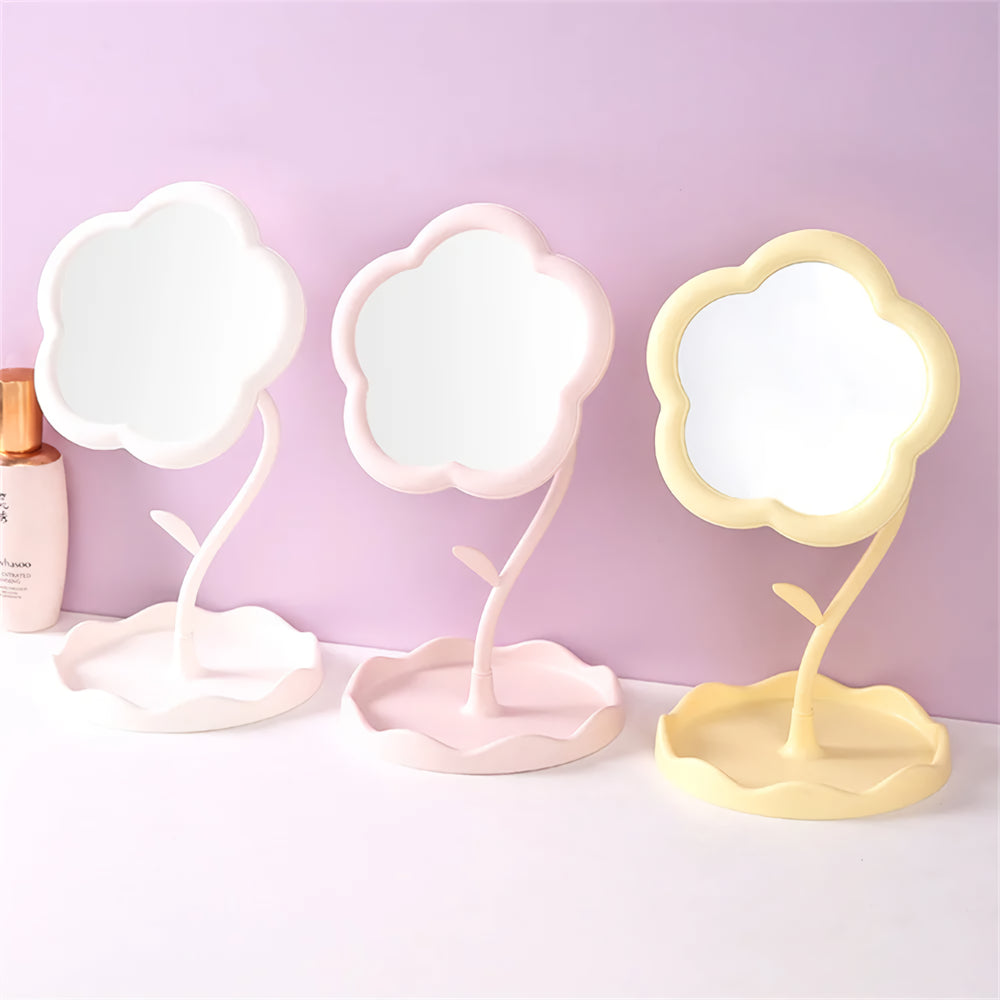 Sunflower Shaped Makeup Mirror with Jewelry Hooks