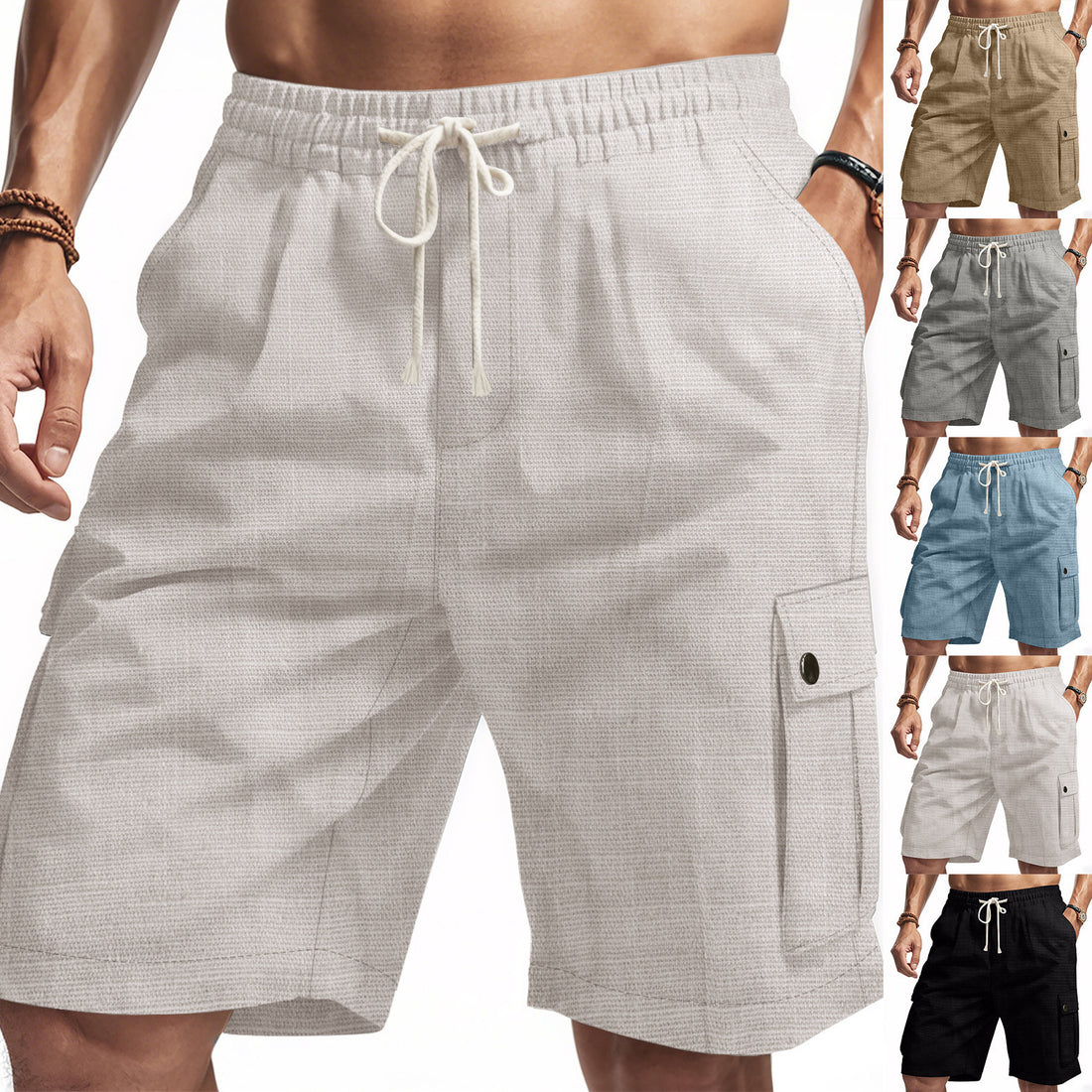 Amekaji Workwear Bamboo Linen Beach Casual Shorts