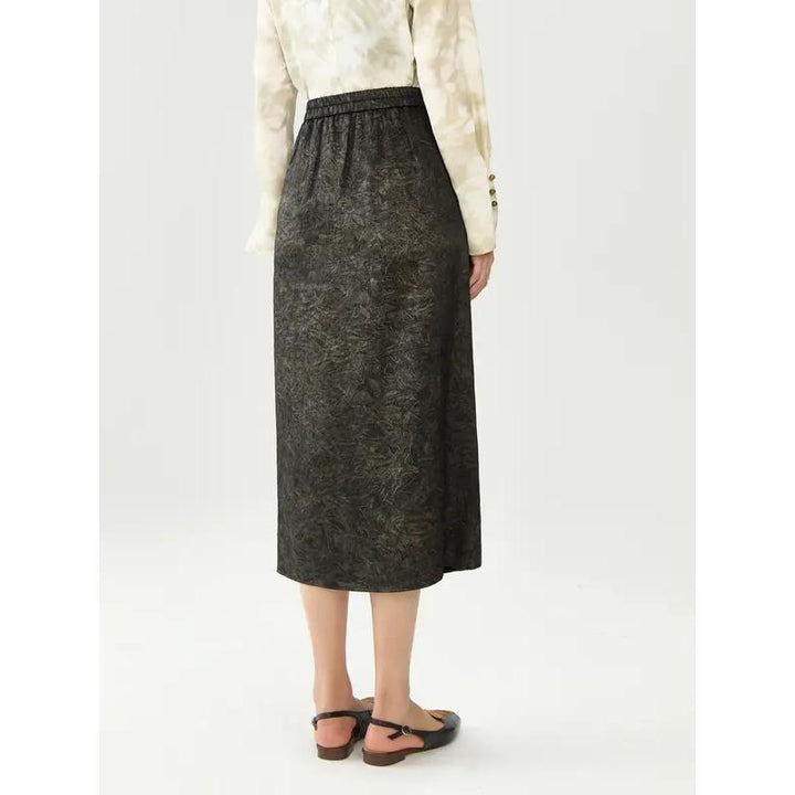 Elegant Chinese Style Autumn A-Line Skirt with Waist Decoration and Side Split