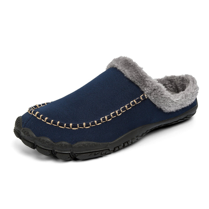 Men's Winter Warm Slippers Lightweight Anti-slip Cozy Fuzzy Winter House Slippers Wide Indoor Outdoor Shoes