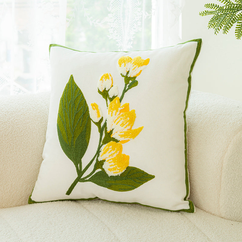 Sofa Pillow With Flower Embroidery Pillow Cover