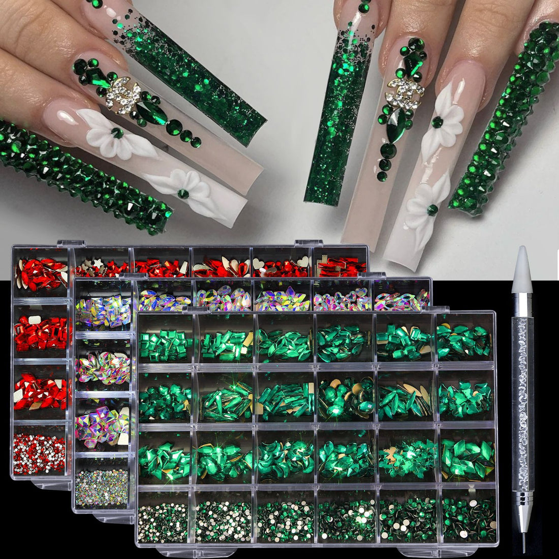 Manicure 24 Grid Rhinestone Jewelry Suit