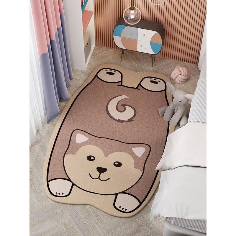 Cute Animal Living Room Decorative Rugs – Plush Soft Cartoon Bedroom Carpet