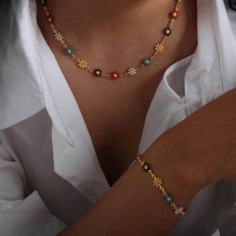 Bohemian Flower Stainless Steel Necklace or Bracelet