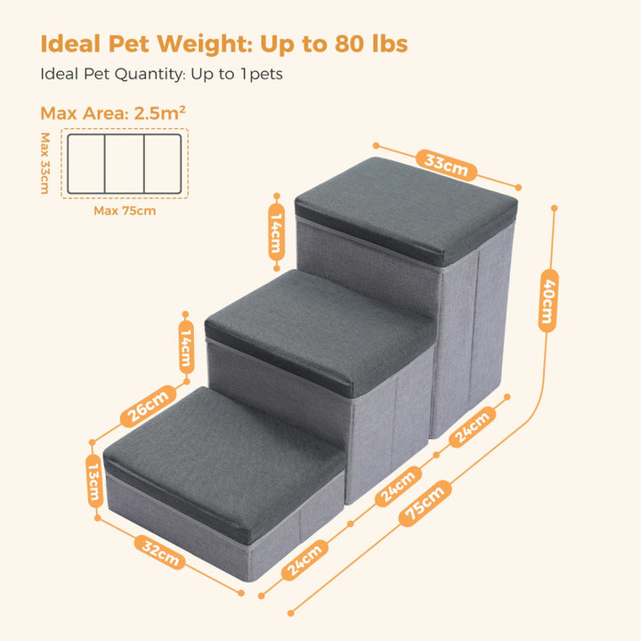 Foldable 2 in 1 Pet Steps & Storage Ladder for Dogs and Puppies