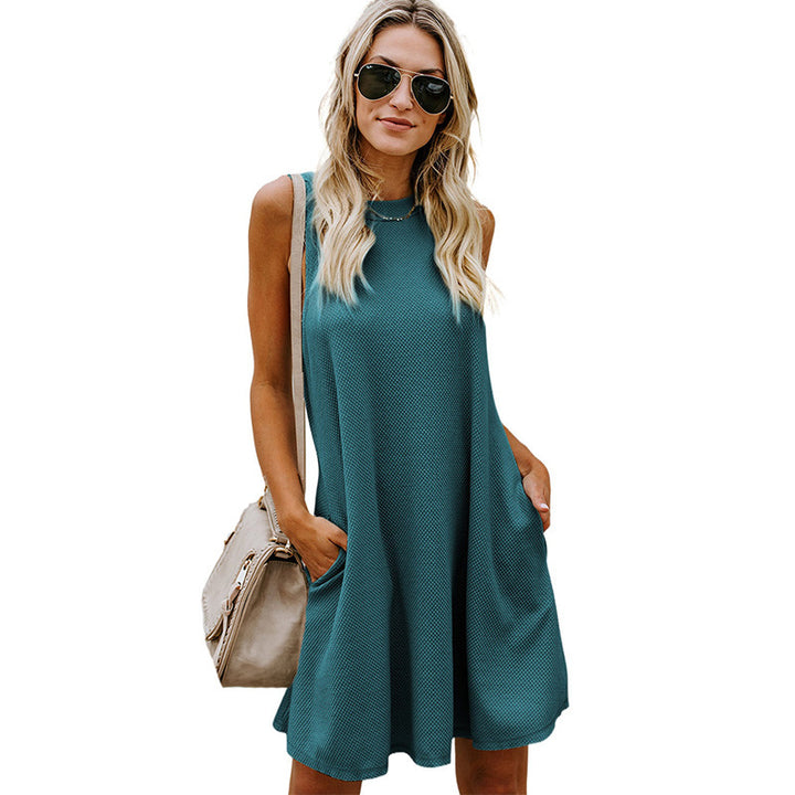 Slim High Waist Dress Simple Style Solid Color