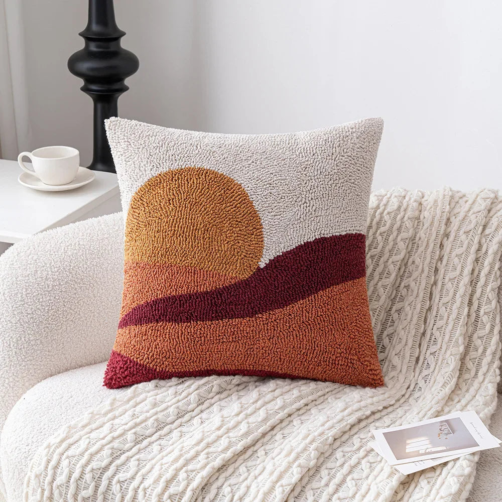 Modern Geometric Tufted Embroidered Cushion Cover