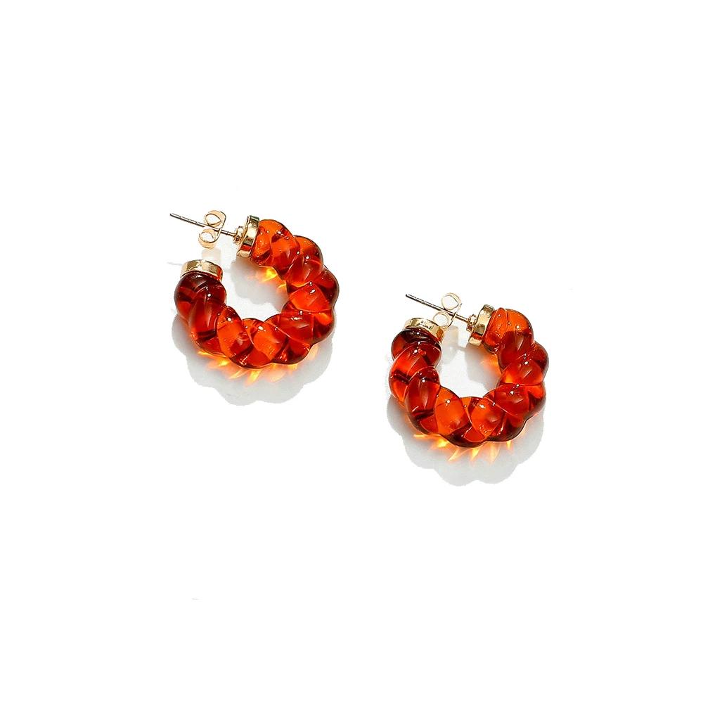 Chic Resin Twist Hoop Earrings - Stylish C-Shaped Earrings