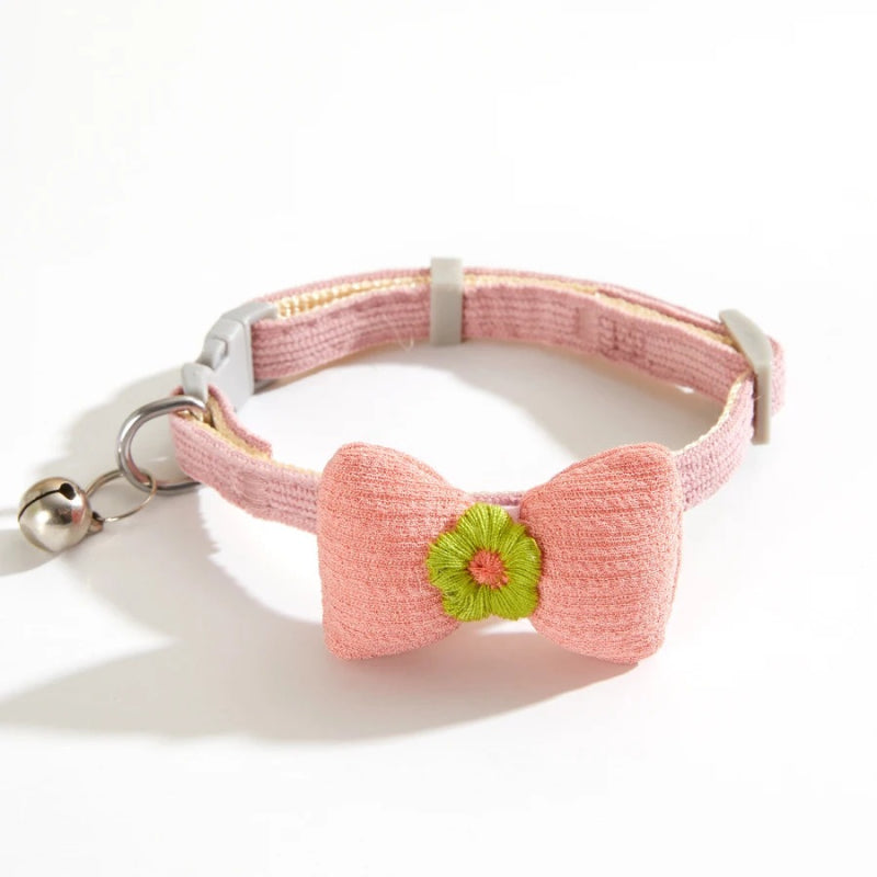 Checkered Pet Collar with Butterfly Knot