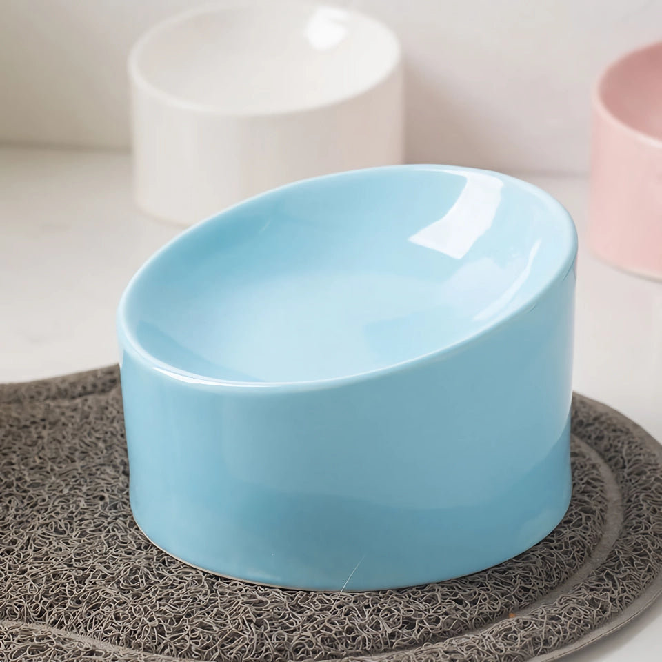 Ceramic Pet Bowl with Stand - Candy Color Dish for Small Dogs and Cats