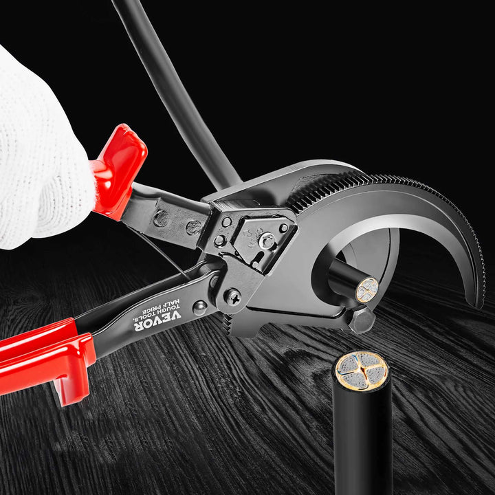 10/11 Inch Ratcheting Cable Cutter with Quick-Release for Easy One-Handed Operation