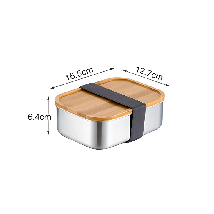 Eco-Friendly Stainless Steel Bento Box with Bamboo Lid