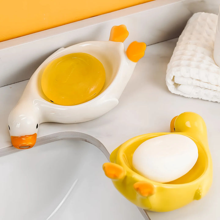 Creative Yellow Duck Ceramic Soap Dish