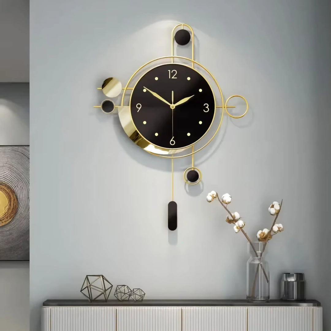 Art Deco Gold and Black Wall Clock