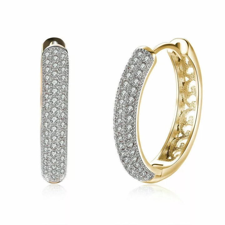 18K Gold Plated Sterling Silver Zircon Hoop Earrings