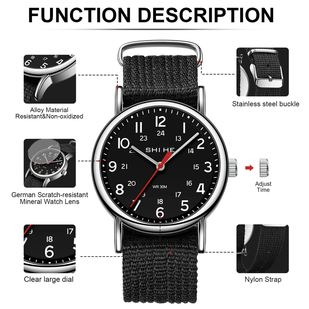 Unisex Military Sports Quartz Watch with Easy-Read Dial and Nylon Strap