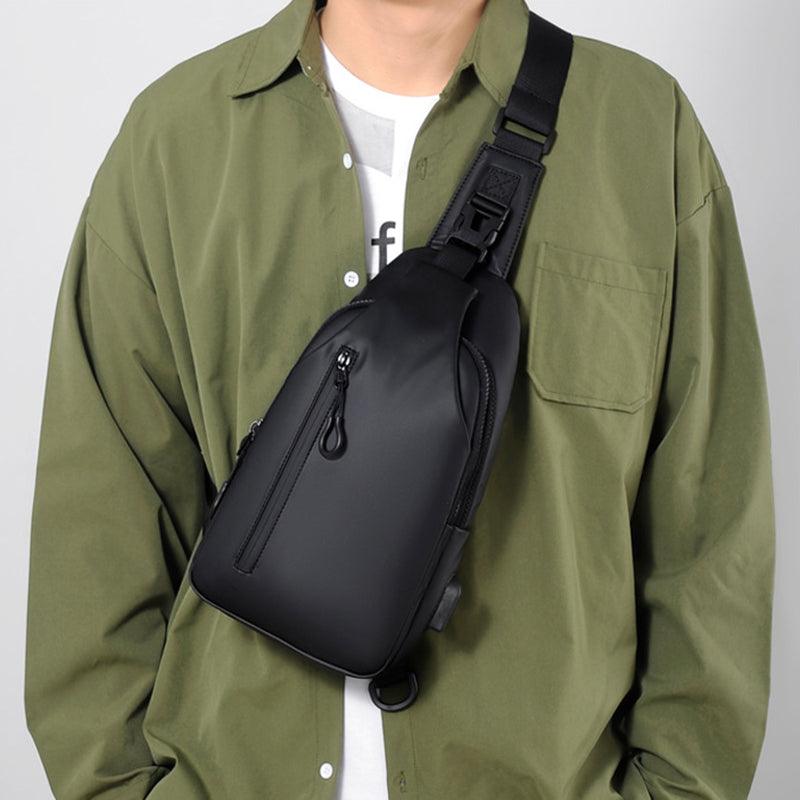 Black Sling Crossbody Backpack Shoulder Bag For Men Chest Bag - Trendha