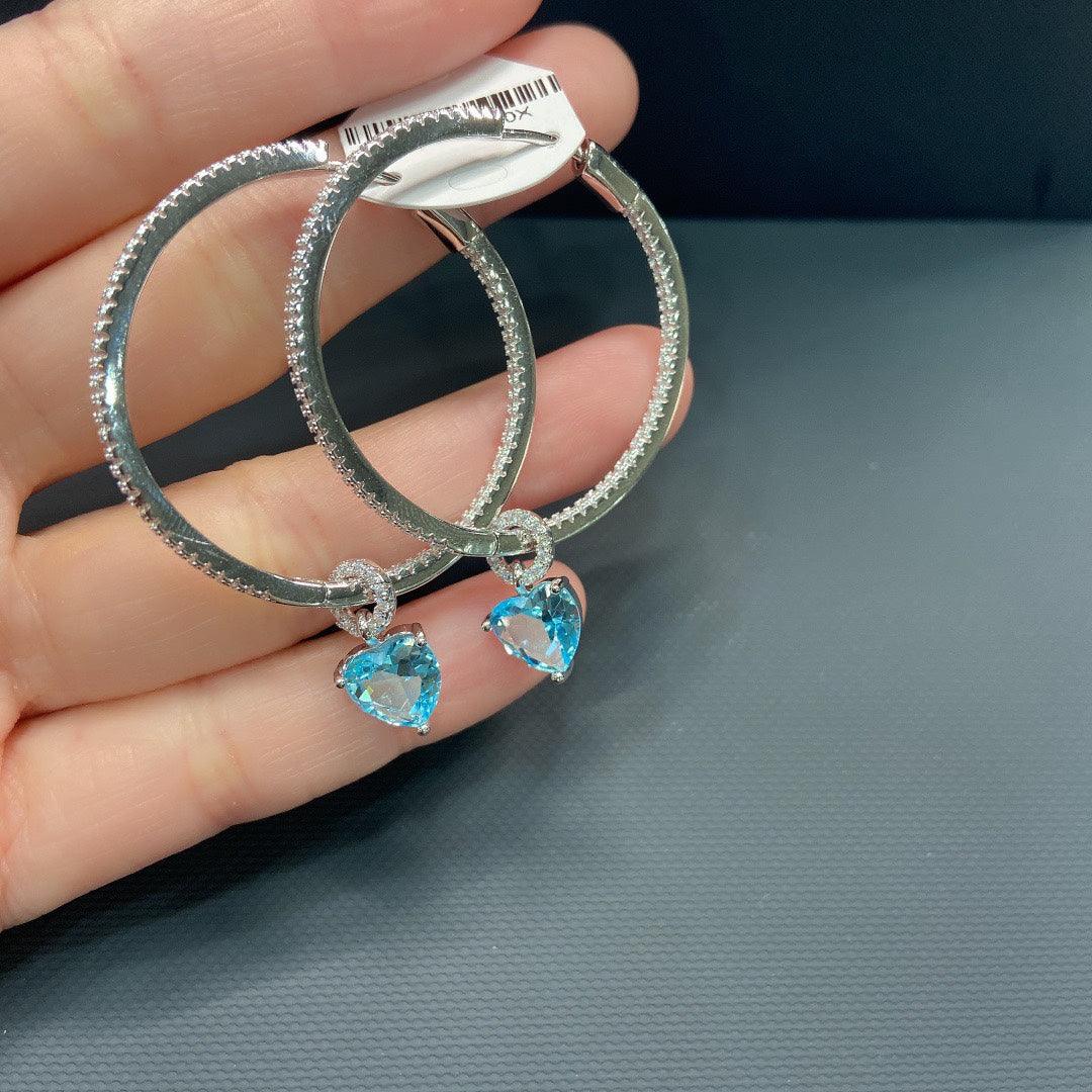 Blue Haoshi Shining Diamonds 925 Sterling Silver Fashion Versatile Girls' Feeling Earrings - Trendha