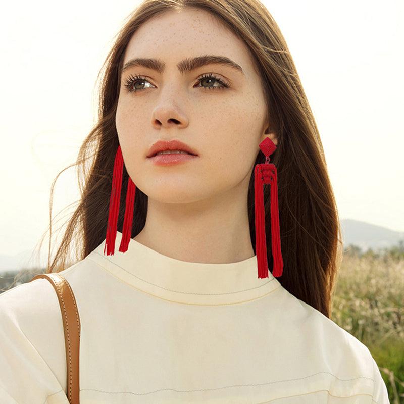 Bohemian Tassel Earrings Women's Long Vintage Temperament Accessories - Trendha