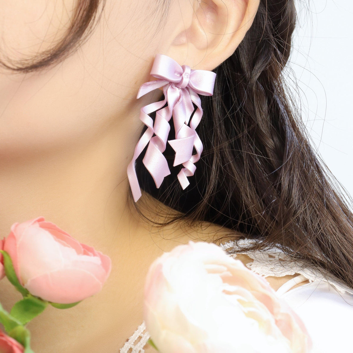 Bow Ear Accessories Fairy Beauty Wedding Dress Bridal Ear Clip Style S925 Silver Ear Studs - Trendha