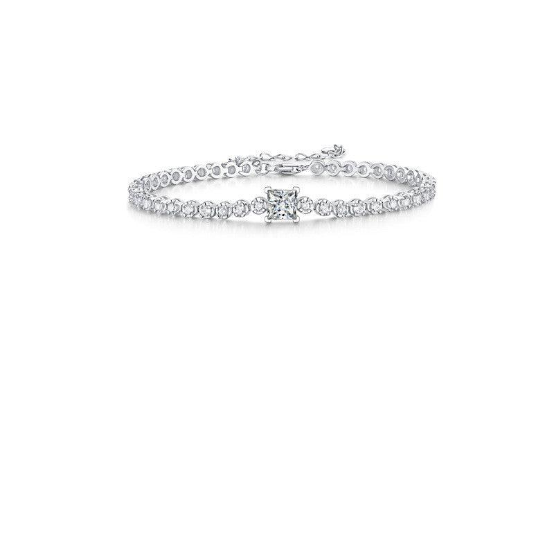 Bracelet S925 Silver Inlay Moissanite Rubik's Cube - Trendha