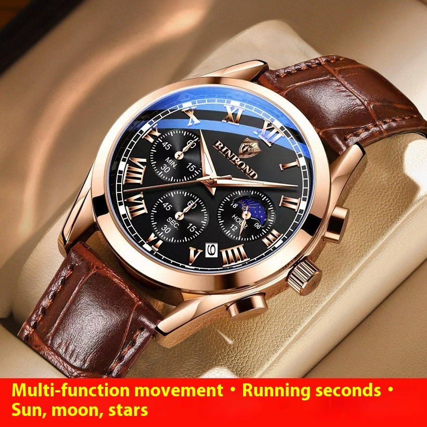 Multifunctional Sports Three Eyes And Six Needles Waterproof Luminous Men's Watch