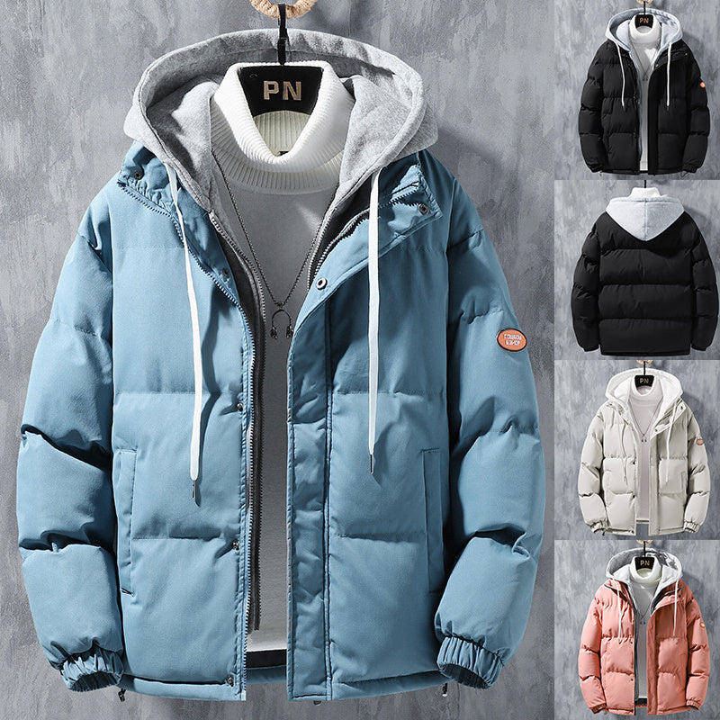 Men’s Hooded Polyester Jacket with Layered Look
