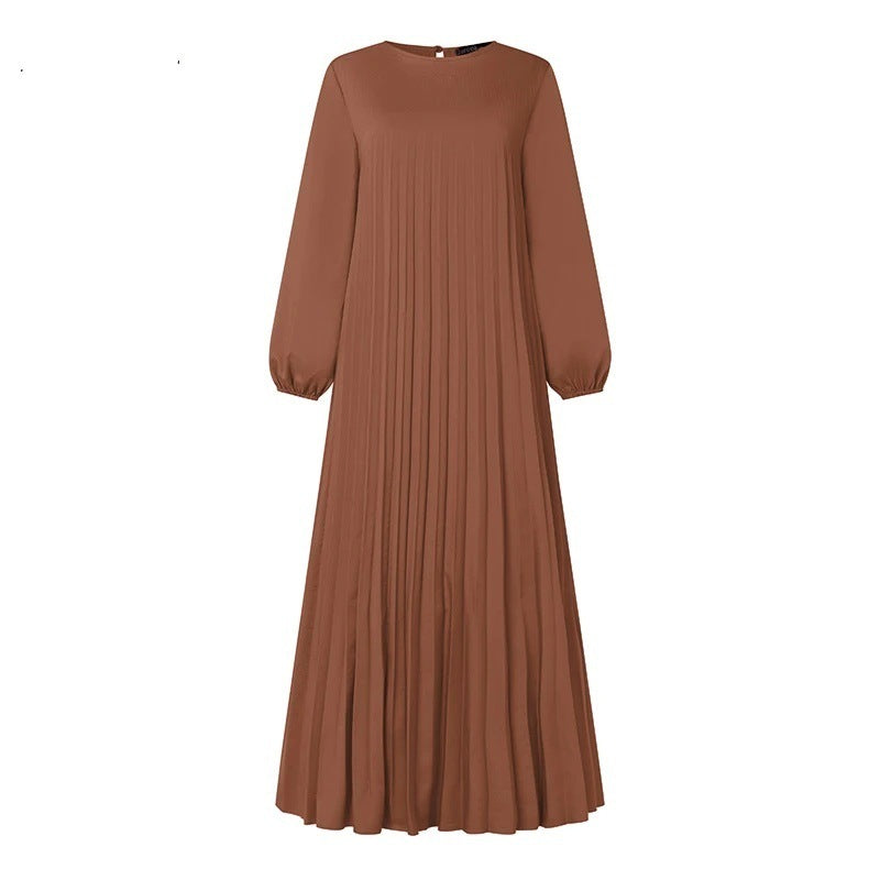 Women's Pleated Long Sleeve Dress