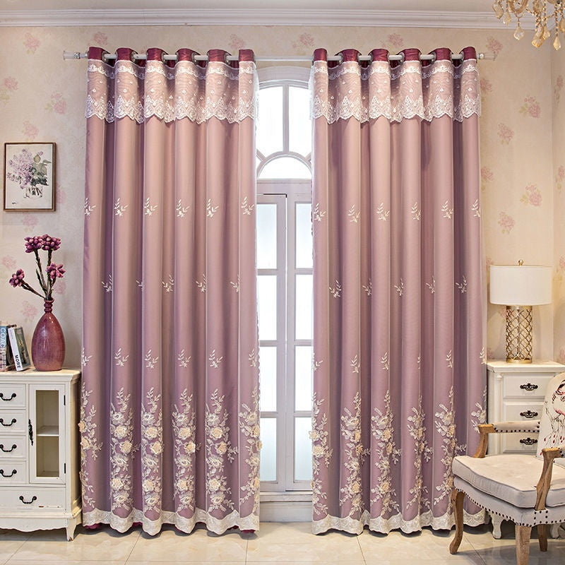 Bedroom Shading Wedding Home Double Open Curtain Finished Set