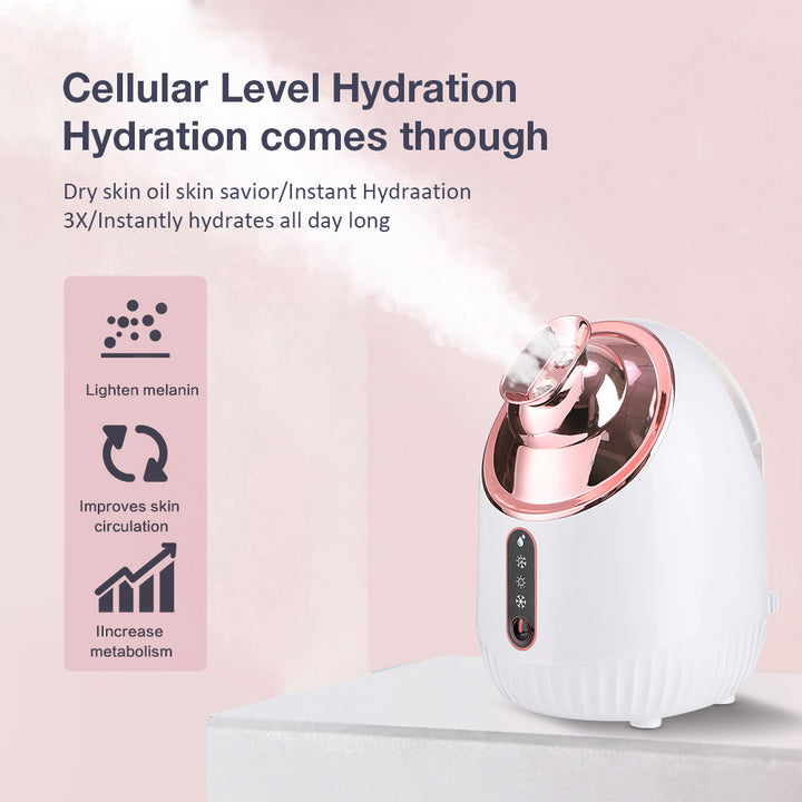 Hydrating Nano Mist Facial Steamer with Hot & Cold Spray for Deep Pore Cleansing & Moisturizing