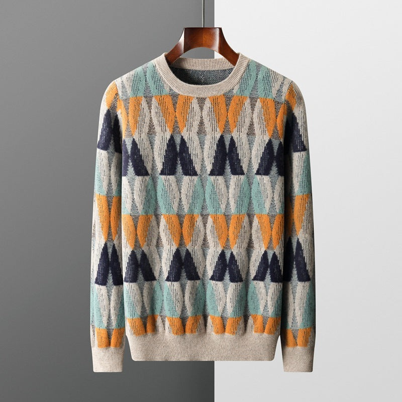 Loose Diamond-Pattern Knit Pullover