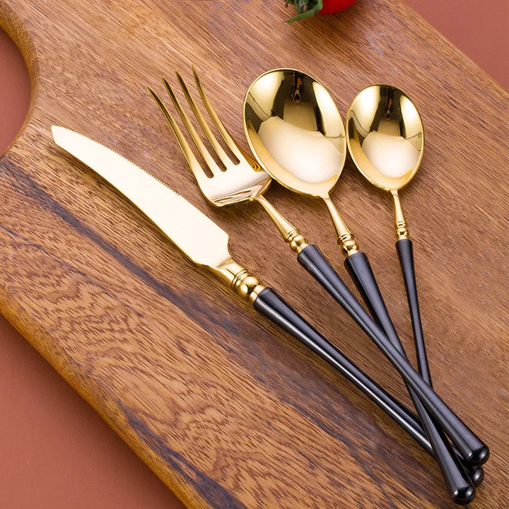 Luxury Black Gold Cutlery Set