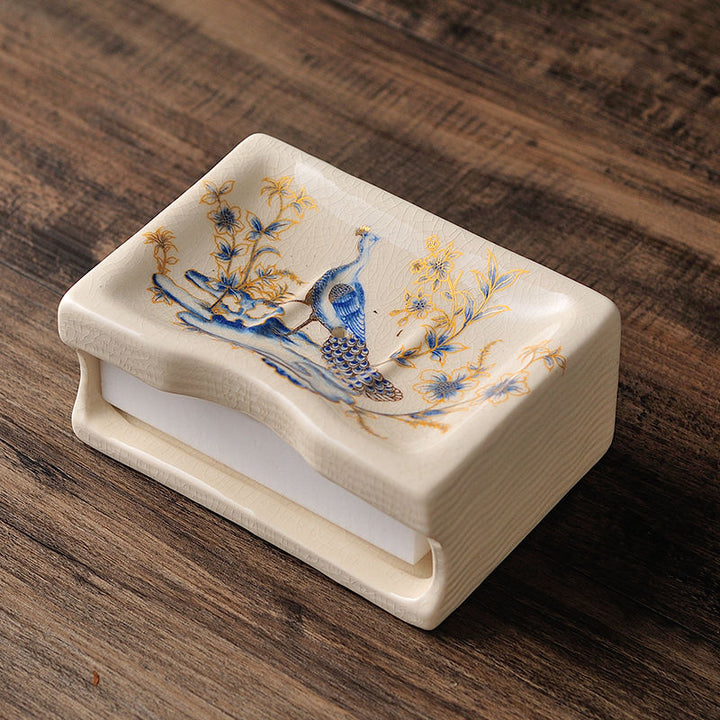 Elegant European Ceramic Soap Box with Double Drain