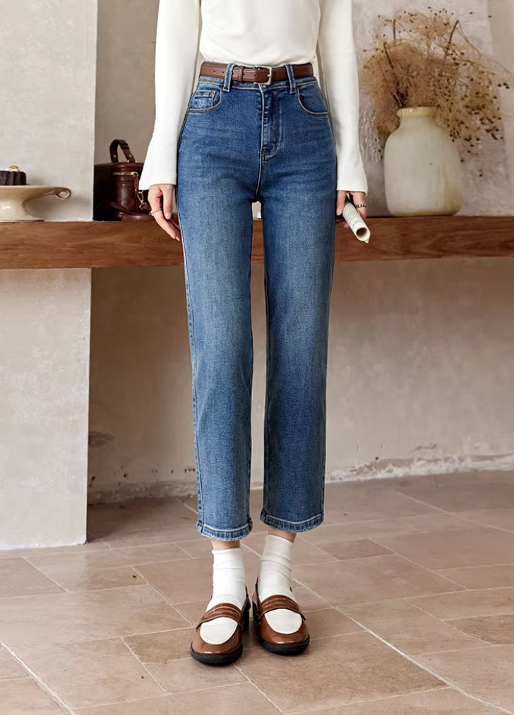 Micro-Stretch Vintage Ankle-Length Blue Jeans