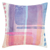 color: Blocks of purple, pink, and peach with dots