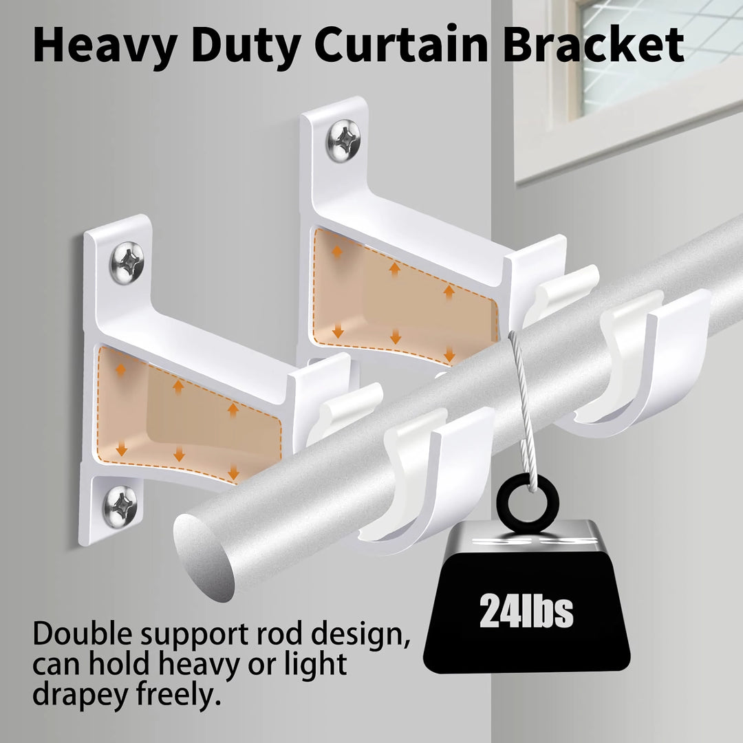 Aluminum Alloy Curtain Rod Brackets with Screws – 2/4pcs Set