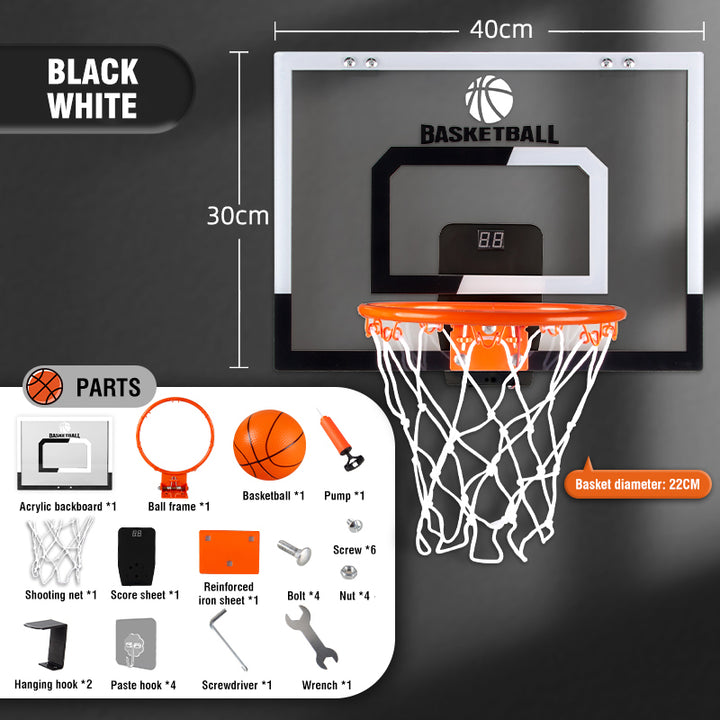 Wall-Mounted Breakaway Basketball Hoop with Electronic Score Counter