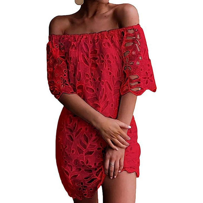 Women's Fashionable Lace Mid-sleeve Dress