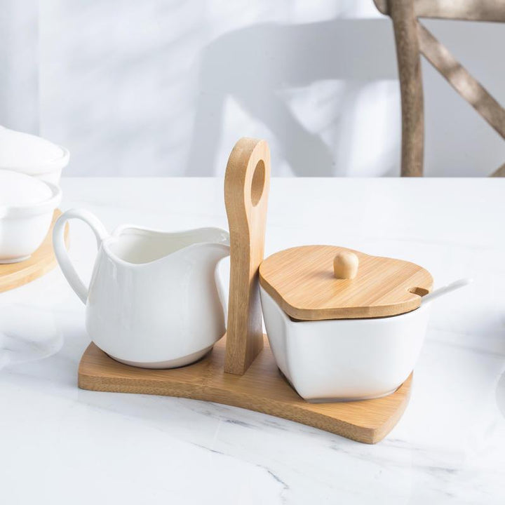 Elegant White Ceramic Sugar and Milk Pot Set for Coffee Enthusiasts